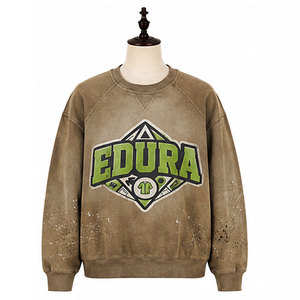 OEM Retro Acid Washed Distressed Sweatshirt Splatter <b>Ink</b> Detail Custom Logo Pullover Fleece Hooded Zipper Vintage Streetwear - Product Image 1