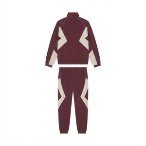 Ensemble de survêtement pour homme avec logo personnalisé, veste zippée à empiècements contrastés et pantalon de jogging, fabricant de marque privée - Product Image 2