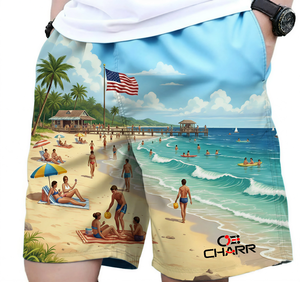 Custom Logo Women & Men Beach Shorts Polyester/Cotton Breathable Quick Dry Board Shorts <b>Drawstring</b> Closure - Product Image 1