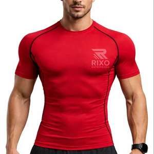 T-shirt de compression athlétique personnalisable de haute qualité pour homme - Séchage rapide, respirant, manches longues, col rond, coupe classique - Product Image 3