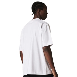 Men Oversized White T Shirt Short Sleeve Crew Neck Cotton Casual Streetwear Top <b>Small</b> <b>Chest</b> Logo Print Summer Tee - Product Image 6