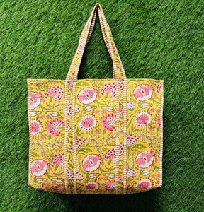 Handmade Washable Tote <b>Bag</b> Zipper Open Top Floral Print Quilted Cotton Lining for Women Large Space Beach Travel Shopping <b>Bag</b> - Product Image 2