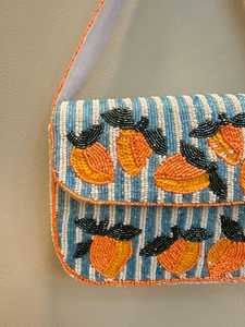 Sac à main rectangulaire en coton rayé fait main avec broderie en polyester et bordure orange, lavable, pour usage quotidien - Product Image 5