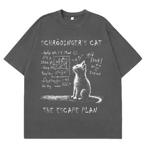 Cat <b>Physics</b> Quantum Mechanics Creative Print Summer Short-sleeved Cotton T Shirt Men Women Streetwear Loose T-shirts - Product Image 5