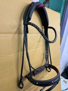 Brida de Doma Ecuestre de Cuero Enrollado de Primera Calidad con Diademas de Cristal y Narquileras Acolchadas Suaves, Equipo para Caballos - Product Image 2