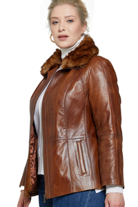 Women's Motorcycle Jacket PU Shell Fox Fur Collar Zipper Closure Winter Casual Wear Solid Color Full Sleeve Nylon Eco-Friendly - Product Image 4