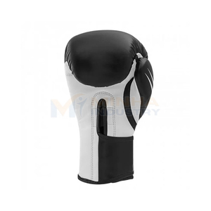 Professional Boxing Training Gloves for Adults Faux Leather <b>Velcro</b> Closure Adjustable Wrist <b>Strap</b> Black and White - Product Image 2