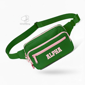 Alfa |   Kapa | Riñonera Alpha Varsity para mujer, bolso de cintura ajustable, riñonera antirrobo con bolsillos con cremallera, bolso cruzado de viaje - Product Image 1
