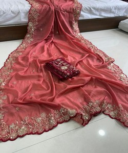 ชุดส่าหรีแบบโมเดิร์นพร้อมเสื้อคลุมแบบถอดได้ สำหรับงานแต่งงาน ราคาขายส่ง เสื้อผ้าชาติพันธุ์ MDS-Sarika 84992 ความยาวคลุมเท้า ส่งเร็ว - Product Image 2