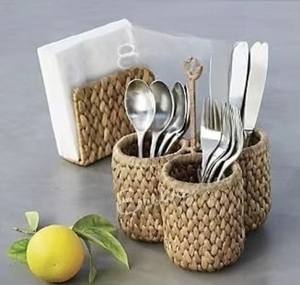 Juego de Porta Cubiertos Multifuncional de Bambú Tejido, Ecológico y Duradero, Cesta de Almacenamiento para Cucharas, Tenedores y Cuchillos, Vajilla Natural Hecha a Mano - Product Image 5
