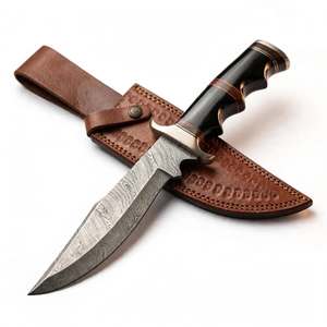 Handcrafted Damascus Steel Butcher <b>Carving</b> <b>Knife</b> Horn Wood Handle Kitchen Tool - Product Image 1