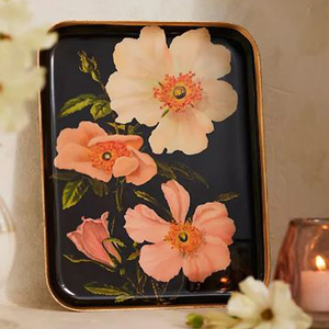 New Arrival Creative Metal Rectangle Shape Black and Gold <b>Enamel</b> Finish Decorative Serving <b>Tray</b> Home Accent - Product Image 1