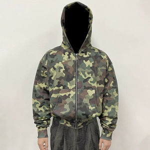 Sweat à capuche camouflage pour homme en molleton de coton épais avec broderie et fermeture éclair, imprimé par sublimation, vente en gros - Product Image 1