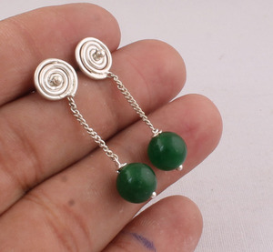 Natural <b>Green</b> Onyx Dangle <b>Earrings</b> 925 Sterling Silver Vintage Victorian Style Emerald <b>Green</b> Gemstone Drops Wholesale - Product Image 4