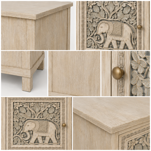 Best Quality Luxury Traditional European Mango Wood <b>TV</b> <b>Stand</b> Cabinet Eco-Friendly Hand Carved Elephant Design Farmhouse Hotel - Product Image 3