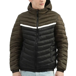 Veste matelassée pour homme, en polyester uni, fermeture éclair, style décontracté, pour l'automne, coupe classique, poche avant, veste matelassée pour homme - Product Image 1