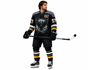 Maillots de hockey sur glace personnalisés 100% polyester sublimés, à séchage rapide, fabricant et fournisseur de maillots de sport d'équipe - Product Image 1