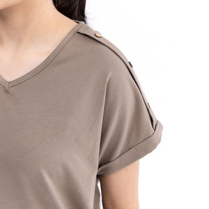 T-shirts pour femmes en coton blanc à col rond et manches courtes, coupe ajustée, 220g, design populaire d'été, bonne qualité, logo personnalisé, vente en gros - Product Image 5