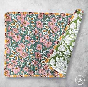 Reversible Quilted Boho Fabric <b>Placemats</b> <b>Rectangle</b> Washable Table Mats With Floral Pattern Decorative Kitchen Dining Set - Product Image 5