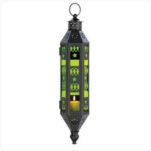 Farol de Hierro Negro con Paneles de Vidrio Rojo y Verde para Decoración del Hogar - Product Image 6
