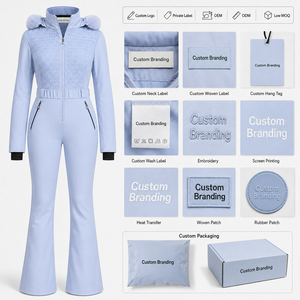 Combinaison de ski une pièce pour femme, imperméable, coupe-vent, isolée, avec capuche en fourrure, combinaison de snowboard, OEM ODM en gros - Product Image 5