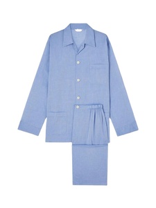 Conjunto de pijama de algodón para hombre al por mayor, ropa de dormir de manga larga con botones, ropa de dormir de dos piezas, logotipo personalizado de fábrica OEM - Product Image 2