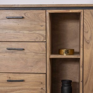 Vandana Autumn Balance Industrial 160cm acacia wood <b>sideboard</b> Baltik with doors, drawers and niches - Product Image 4