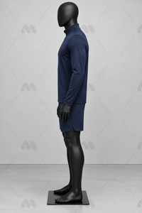 Chemise de performance à manches longues pour homme, bleu marine, demi-zip, séchage rapide, coupe régulière, motif à motifs, pour toutes les saisons - Product Image 5