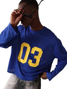 Maillot de football américain pour homme en maille polyester 240 GSM, manches longues, coupe oversize, col rond, numéro personnalisé, streetwear, OEM - Product Image 2