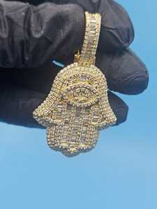 Colgante de mano de Fátima con moissanita VVS, talismán espiritual, amuleto protector, amuleto de ojo, regalos de buena suerte - Product Image 2