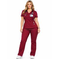 Ensemble de tenue médicale unisexe en tissu extensible quatre directions Spandex/Polyester avec plusieurs poches utilitaires, coupe athlétique, détection d'aiguilles, personnalisable