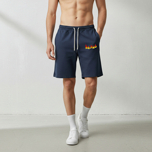 High Quality 100% Cotton Breathable Men Jogger Custom Screen Printed logo Heavyweight Solid Black Men's Sweat Shorts - Product Image 1