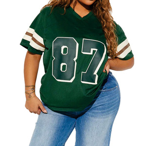 Camiseta Deportiva Verde Oversize de Fútbol Americano, Transpirable, con Malla, Estilo Urbano, con Número Gráfico, Fabricación de Marca Privada - Product Image 3