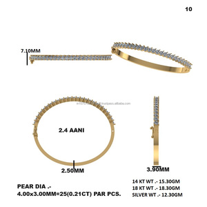Rose Gold Plated Diamond <b>Bangle</b> <b>Bracelet</b> Oval and Round - Product Image 5
