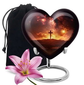 Urna de cremación para siempre conmemorativa de corazón de mamut de alta calidad más vendida para cenizas humanas con soporte y bolsa de terciopelo gratis - Product Image 2