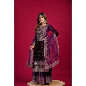 Conjunto de Traje de Fiesta para Mujer de Diseñador con Top-Dupatta y Pantalón Elegante Top-Dupatta y Pantalón para Mujer - Product Image 3
