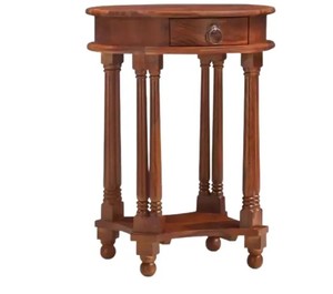 Wholesale Oval Solid Wood Side <b>Table</b> with Drawer | Antique Spindle <b>Leg</b> Wooden Telephone Stand - Product Image 3