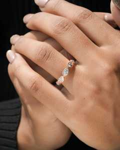Marquise Cut Lab Grown Diamond <b>Stacking</b> Band Ring For Women's 14K Rose Gold Lovers Anniversary Party Gift For Partners - Product Image 4