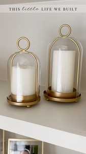 Lanterne porte-bougie en fil métallique doré géométrique avec poignée en anneau pour la décoration de la maison - Product Image 6