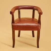 Fauteuil en cuir moderne très demandé, rouge, rembourré, design à assise basse, structure en bois massif Akasi, hauteur réglable, mobilier de maison
