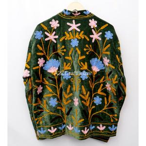 Indian Handmade Boho Woven Velvet Embroidered Breathable Eco-Friendly Winter Suzani Elegant Large Women's <b>Coat</b> - Product Image 6