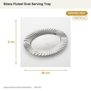 Plateau de service ovale en acier satiné SS304 fait main, 46 cm, design cannelé brillant, pour la décoration de la maison, les hôtels et les mariages, produit de vaisselle - Product Image 4
