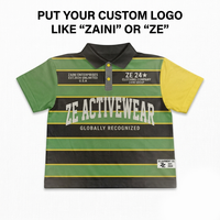 Kemeja Pria Lengan Pendek Sporty 170gsm Rajutan Solid Bernapas Spandex Polyester Premium Panel Kontras Logo Kustom