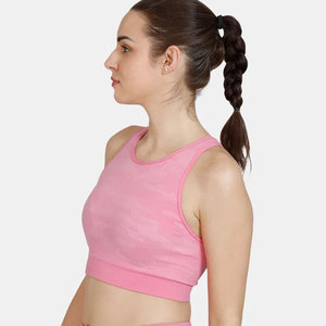 Ensemble de yoga rose pour femme : Crop top sans manches dos nageur et leggings taille haute, tenue de sport intégrale sans couture et respirante - Product Image 3