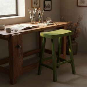 Tabouret de bar haut en bois d'hévéa massif, rond, moderne, minimaliste, mobilier de maison durable et léger - Product Image 5