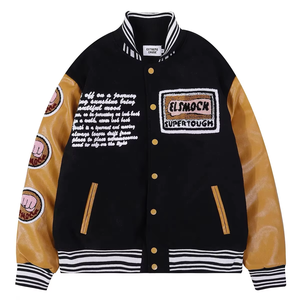 Blousons universitaires streetwear premium personnalisables pour équipes universitaires, hiver, unisexe, col et poignets côtelés, broderie chenille - Product Image 1