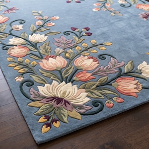 Alfombra de Lana con Diseño Floral, Tejida a Mano, Moderna, de 14 mm de Grosor, con Base de Algodón, para Sala de Estar o Dormitorio - Product Image 3