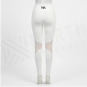 North Approach High Waist Full Length Leggings Solid White <b>Sheer</b> Panel Seamless Four-Way Stretch Yoga Wear - Product Image 2