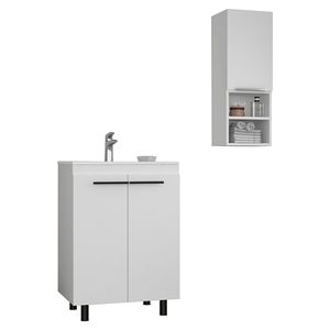 Set da Bagno Bianco Rettangolare Minimalista in Plastica Facile da Pulire per Uso Bagno - Product Image 4