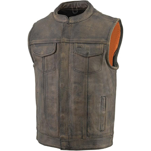 Chaleco de Motociclismo Samroz Sports, de Cuero Genuino, Personalizado, Casual, con Cierre de Cremallera en V, Precios Económicos al por Mayor, Transpirable, para Hombre - Product Image 2